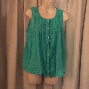 Jcrew green sleeveless blouse